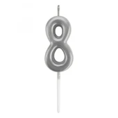 8 Rakam Mum Gümüş - 1