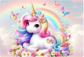 Unicorn Dikdörtgen Pasta Yenilebilir Resim Baskı 28*19 cm - 1