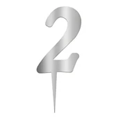 2 Rakam Gümüş Pleksi Pasta Süsü 7 cm - 1