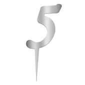 5 Rakam Gümüş Pleksi Pasta Süsü 7 cm - 1