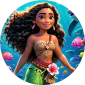 Moana Yuvarlak Pasta Yenilebilir Resim Baskı 20 cm - 1