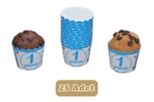 1 Yaş Mavi Temalı Cupcake Muffin Kalıbı - 1