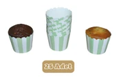 Yeşil Beyaz Çizgili Cupcake Muffin Kalıbı - 1