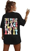 Kadın Bisiklet Yaka Baskılı T-shirt - Siyah - 4