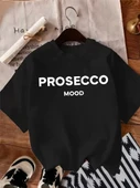 20/1 Penye Compack Baskılı Oversize Bisiklet Yaka Kısa Kol Yazlık T-shirt - Siyah - 1