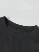 Ördek Baskılı ve Yuvarlak Yakalı Kadın Günlük Büyük Boy Siyah Tişört. - Siyah thumbnail 3