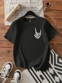 Baskılı Kadın T-shirt - Siyah - 1