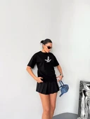 Kısa Kol Baskılı T-shirt - Siyah thumbnail 8