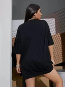 Kadın Baskılı Oversize T-shirt - Siyah - 2