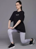 Kadın Baskılı Oversize T-shirt - Siyah thumbnail 1