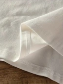 Brooklyn Harf Baskılı Düşük Omuzlu T-shirt, Rahat Kısa Kollu Bol T-shirt, Kadın Giyim - Beyaz thumbnail 5