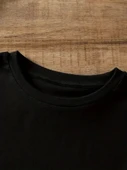 20/1 Penye Compack Ayı Baskılı Oversize Bisiklet Yaka Kısa Kol T-shirt - Siyah - 5