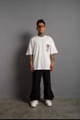 Erkek Sırt Baskılı A Kalite Oversize T-shirt - Beyaz thumbnail 1