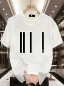 AICG Ön Arka Baskılı Bisiklet Yaka Kadın Oversize Bisiklet Yaka T-shirt - Beyaz - 1