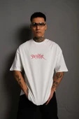 Erkek Sırt Baskılı Oversize T-Shirt - Beyaz thumbnail 2