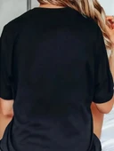 20/1 Penye Compack Baskılı Oversize Bisiklet Yaka Kısa Kol T-shirt - Siyah thumbnail 2