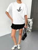 Kısa Kol Baskılı T-shirt - Beyaz - 7