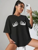 Baskılı Kadın T-shirt - Siyah - 3
