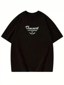 Thousand Ön Arka Baskılı Oversize Bisiklet Yaka T-shirt - Siyah thumbnail 2