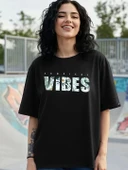 Kadın Baskılı Oversize T-shirt - Siyah - 3