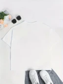 Ördek Baskılı ve Yuvarlak Yakalı Kadın Günlük Büyük Boy Siyah Tişört. - Beyaz thumbnail 4