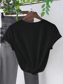 Baskılı Kadın T-shirt - Siyah - 2