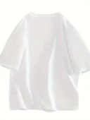 20/1 Penye Compack Gülücük Baskılı Oversize Bisiklet Yaka Kısa Kol Yazlık T-shirt - Beyaz thumbnail 4