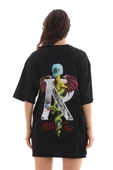 Unisex Bisiklet Yaka Baskılı Oversize T-Shirt - Siyah thumbnail 6