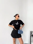 Kısa Kol Baskılı T-shirt - Siyah thumbnail 2