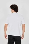 Unisex Jakar Kumaş Slim Fit T-Shirt - Beyaz thumbnail 3