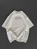 Unisex Baskılı Oversize T-Shirt - Beyaz thumbnail 5