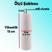 Destek Ayağı 2 ADET 15 cm Mobilya Kanepe Koltuk Baza Yükseltme Yükseltici M8 Civatalı Ayakları Beyaz thumbnail 2