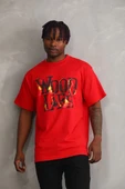 Unisex Baskılı Oversize T-Shirt - Kırmızı thumbnail 1