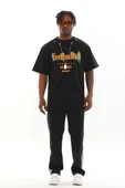 Unisex Oversize Kolye Dahil T-Shirt - Siyah - 3