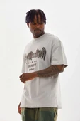 Unisex Baskılı Oversize T-Shirt - Gri - 6