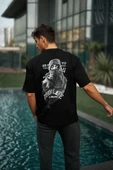 Unisex Baskılı Oversize T-Shirt - Siyah thumbnail 6