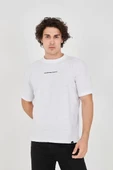 Unisex Jakar Kumaş Slim Fit T-Shirt - Beyaz thumbnail 1