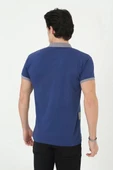 Erkek Yakalı Slim Fit Baskılı T-Shirt - Mavi thumbnail 2