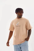 Unisex Baskılı Oversize T-Shirt - Bej thumbnail 5