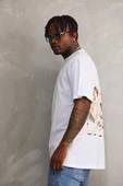 Unisex Baskılı Oversize T-Shirt - Beyaz thumbnail 5