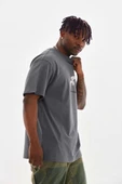 Unisex Baskılı Oversize T-Shirt - Füme - 6