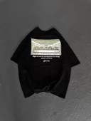 Unisex Baskılı Oversize T-Shirt - Siyah thumbnail 5