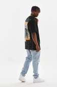 Unisex Baskılı Oversize T-Shirt - Siyah - 7