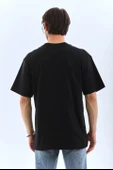 Unisex Oversize Taşlı Bisiklet Yaka T-Shirt - Siyah thumbnail 2