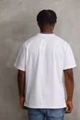Unisex Baskılı Oversize T-Shirt - Beyaz - 2