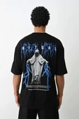 Unisex Baskılı Oversize T-Shirt - Siyah thumbnail 1