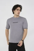 Unisex Bisiklet Yaka Slim fit T-Shirt- Gri - 3