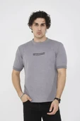 Unisex Bisiklet Yaka Slim fit T-Shirt- Gri - 1