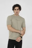 Unisex Bisiklet Yaka Slim fit T-Shirt- Açık Yeşil - 3