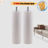 Destek Ayağı 2 ADET 15 cm Mobilya Kanepe Koltuk Baza Yükseltme Yükseltici M8 Civatalı Ayakları Beyaz thumbnail 1